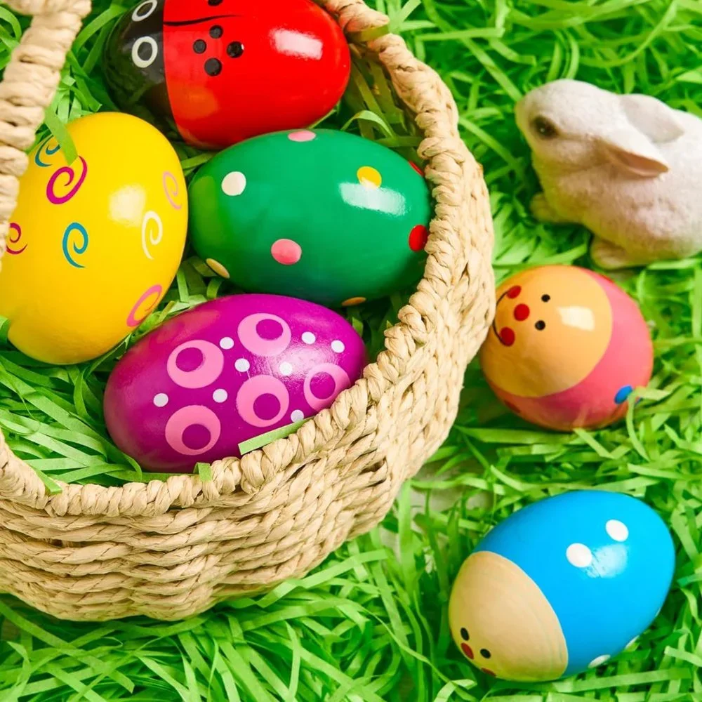 6 Music Easter Wooden Eggs - Shakers and Play